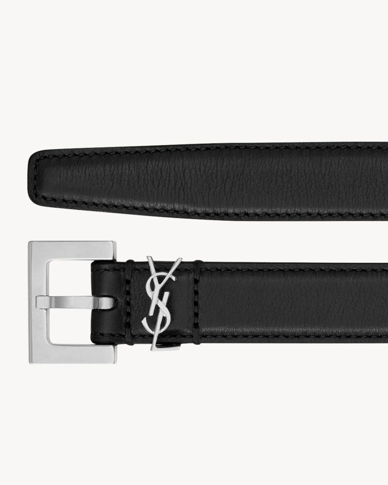cassandre thin belt with square buckle in smooth leather - Image 2